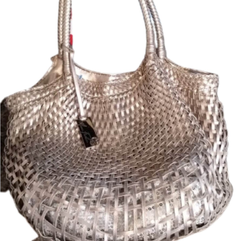 Marc Fisher Bronze Gold Glittery Metallic Weave Hobo Bag